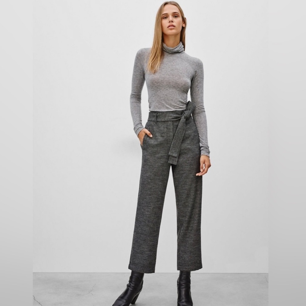Aritzia Wilfred Jallade Wool Cashmere Iconic Trouser Grey Tweed Size 4